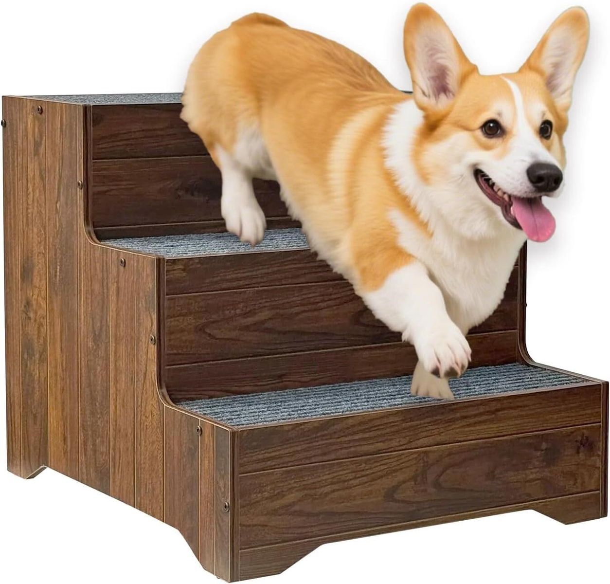 3-Step Wooden Dog Stairs for Small/Medium Dogs