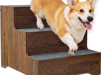 3-Step Wooden Dog Stairs for Small/Medium Dogs
