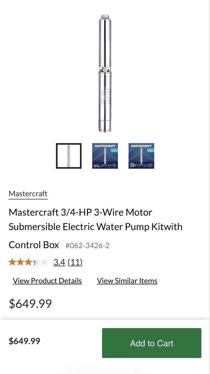 Mastercraft 3/4-HP 3-Wire Motor Submersible Electric Water Pump Kit with Control Box #062-3426-2
