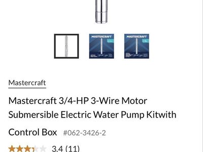 Mastercraft 3/4-HP 3-Wire Motor Submersible Electric Water Pump Kit with Control Box #062-3426-2