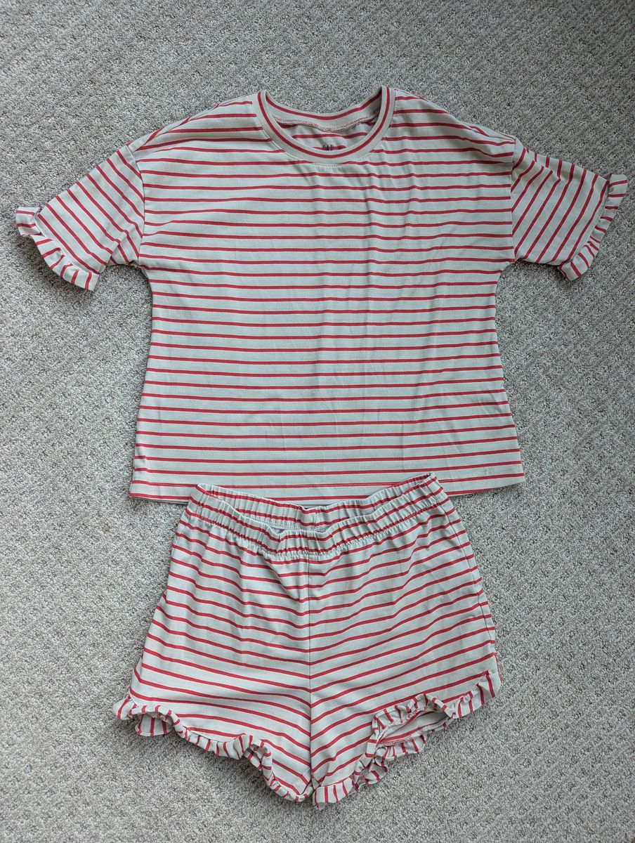 GAP Kids striped sleepwear set with ruffle hem, girls size 14