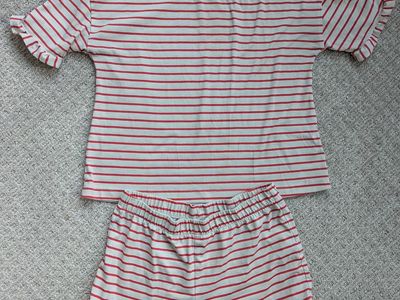 GAP Kids striped sleepwear set with ruffle hem, girls size 14
