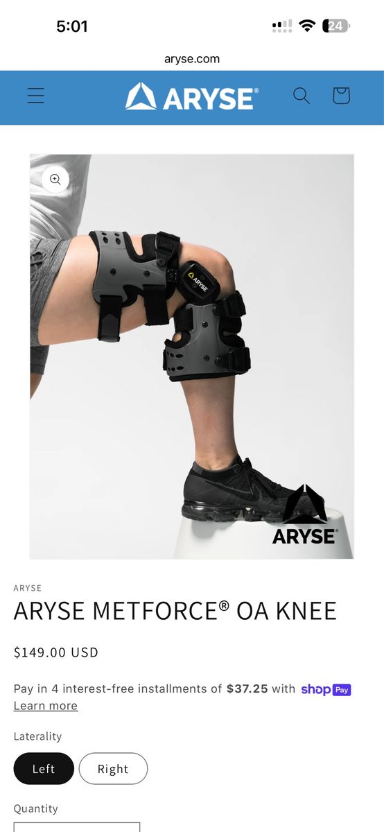 ARYSE METFORCE® OA KNEE Brace, Two