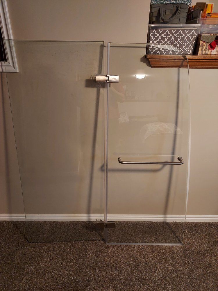 Glass Shower Door and Panel for tub enclosure - 59.5" Tall x 24.5" Wide x2 so 49" wide