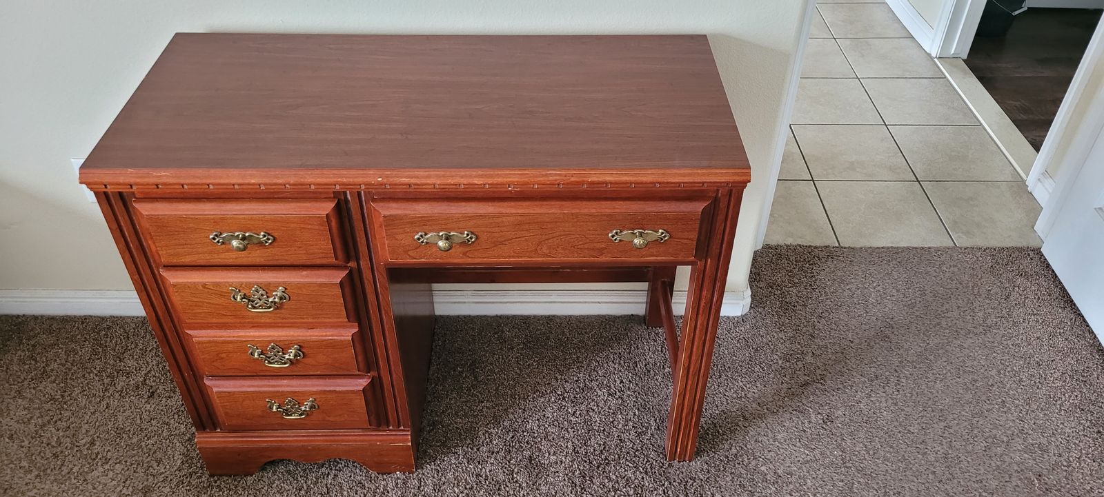 Vintage wooden writing desk 4-drawer