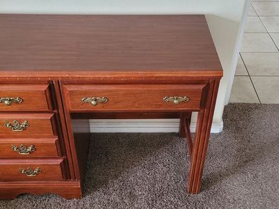 Vintage wooden writing desk 4-drawer