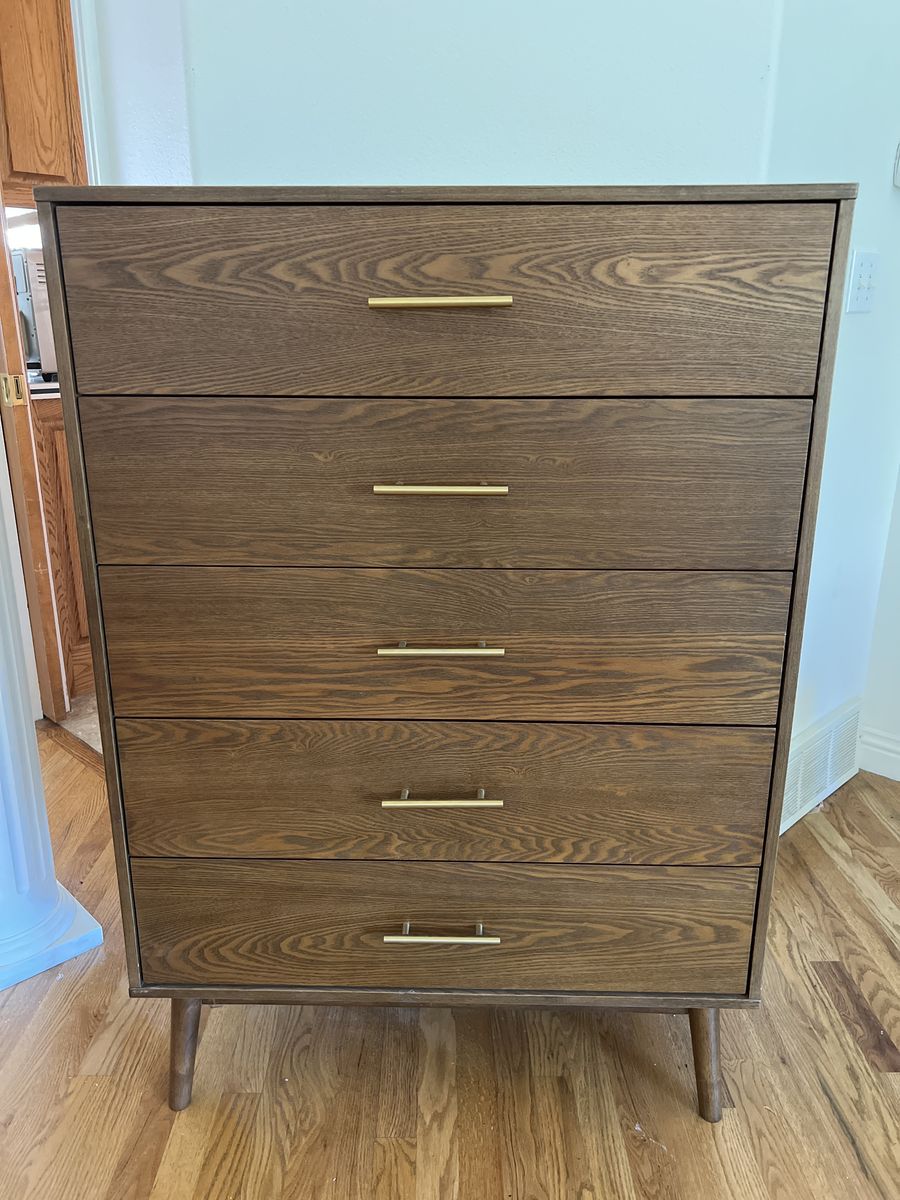 Mid century style 5 dresser walnut