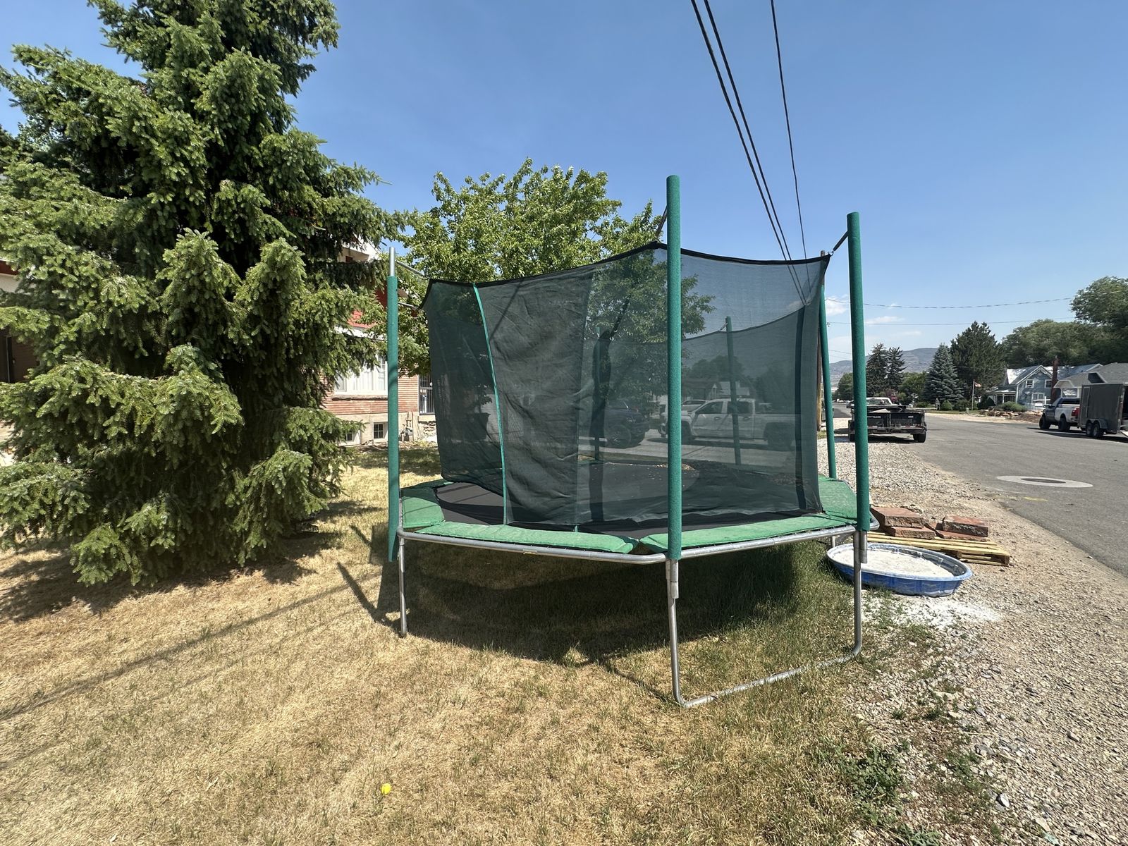 Large Outdoor Trampoline with Enclosure - Green & Black
