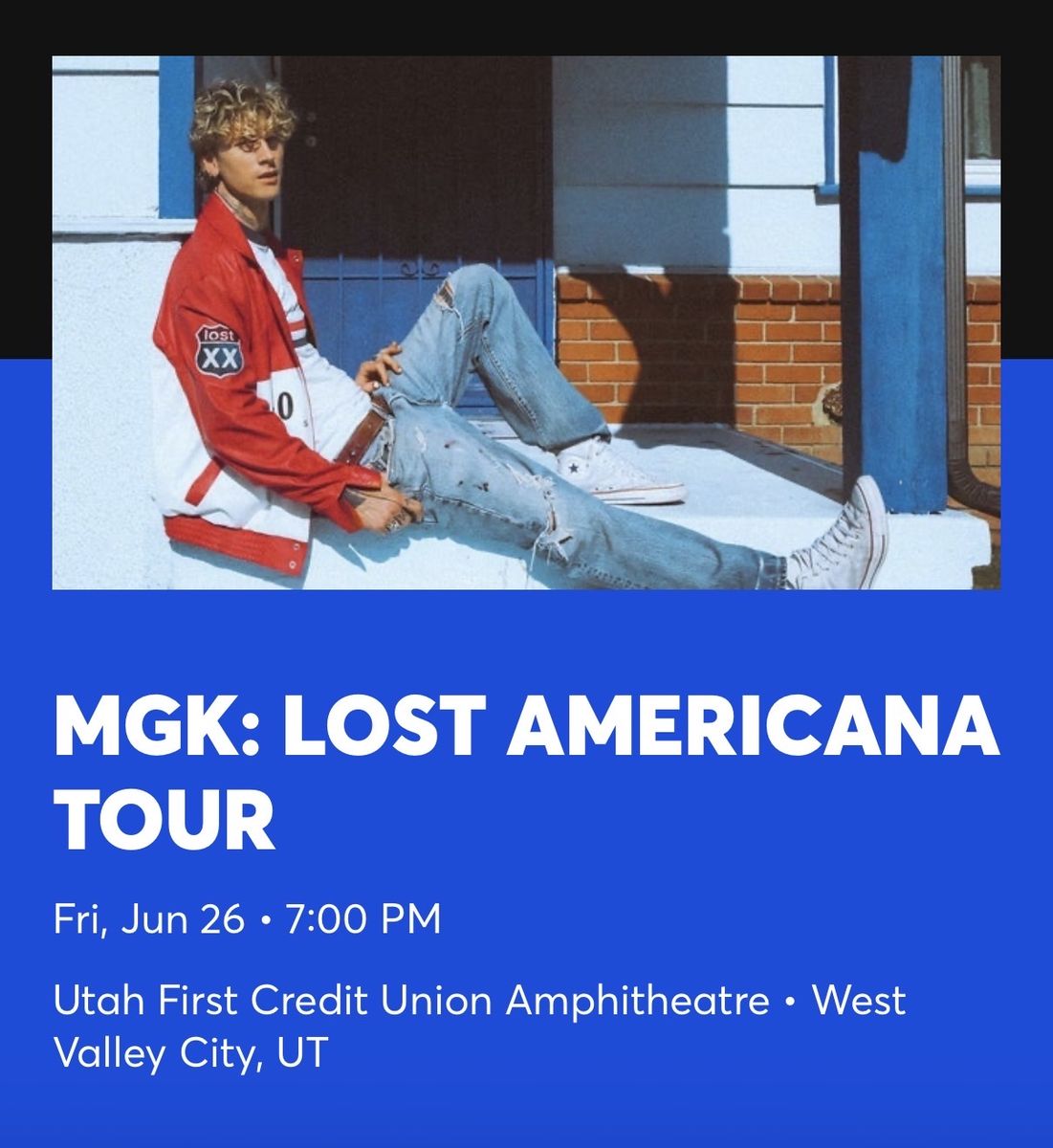 MGK: Lost Americana Tour Ticket - Fri, Jun 26 - Utah First Credit Union Amphitheatre - West Valley City, UT