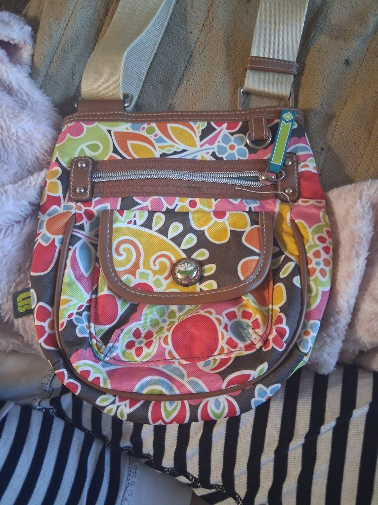 Lily Bloom Floral Print Handbag Recycled Polyester Vinyl Trim