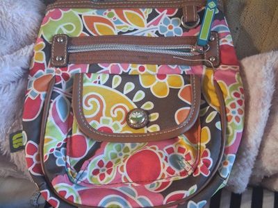 Lily Bloom Floral Print Handbag Recycled Polyester Vinyl Trim