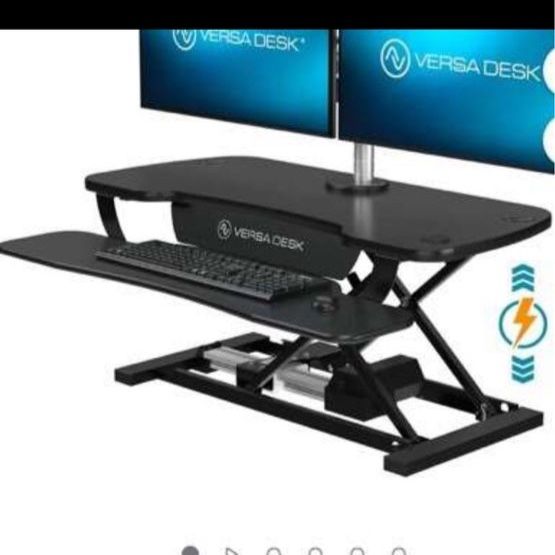 VersaDesk PowerPro 36"x24" Electric Height Adjustable Sit-Stand Desk Converter for Dual Monitors, Black
