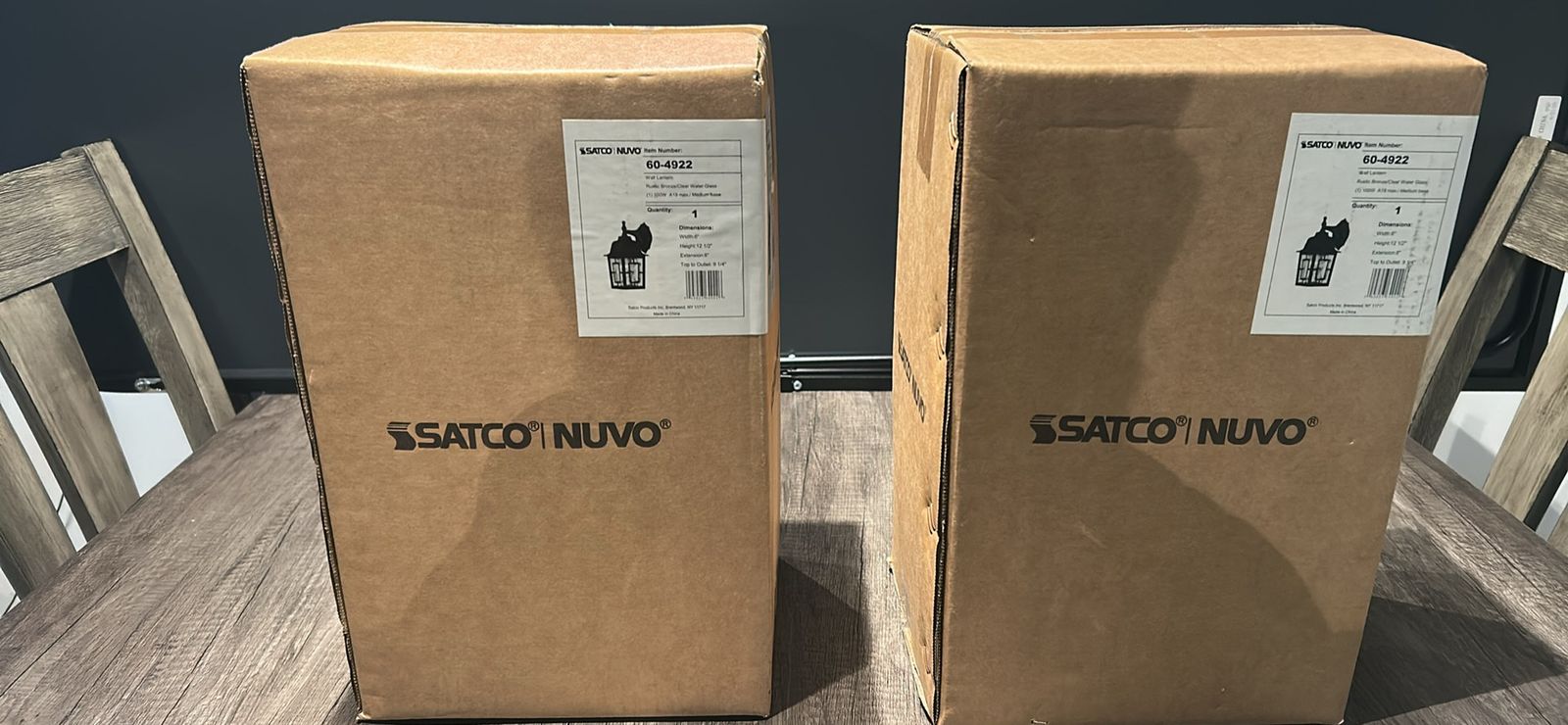 Satco Nuvo 60-4922 Wall Lantern Rustic Bronze Clear Water Glass Set of 2 New