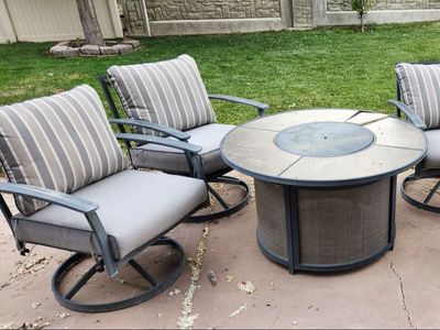 Patio Furniture 4 Chairs and Gas Fire Table