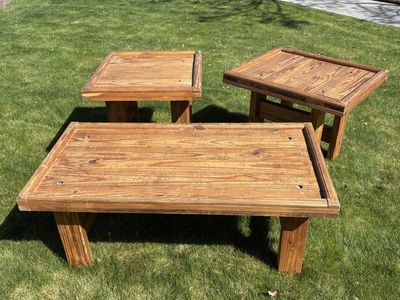 3-Piece Wood Table Set, Coffee Table + 2 End Tables