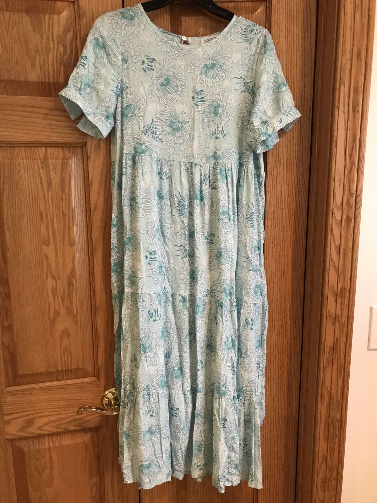 Easter Dress Beautiful Sweet Salt Drop Shoulder Tiered Dress Blue Green Size 2, New