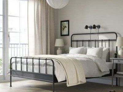IKEA STJÄRNÖ Queen Bed Frame, Anthracite/Luröy, Metal, Minimalist Design. queen sized bed and foam topper included.