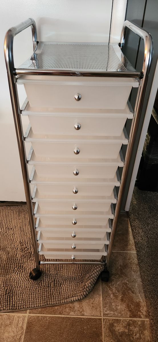 Seville Classics 10-Drawer Organizer Cart, Frost White