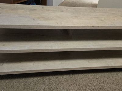 3-Tier Light Oak TV Stand / Coffee Table with Metal Frame