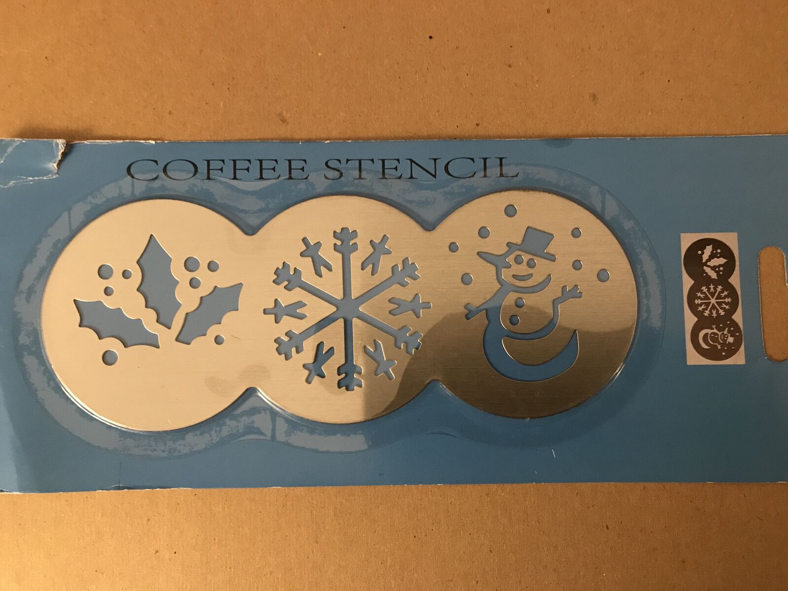 Coffee Stencil Winter 3 Designs Snowman, Snowflake Holly Christmas Barista Metal
