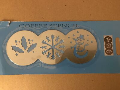 Coffee Stencil Winter 3 Designs Snowman, Snowflake Holly Christmas Barista Metal