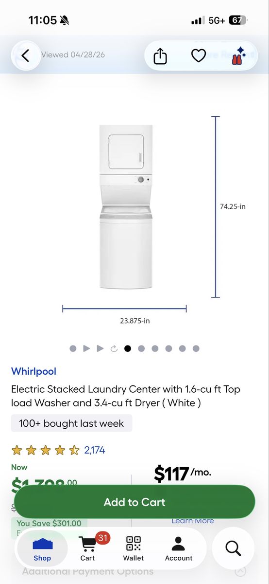Newer set! Stackable washer & dryer