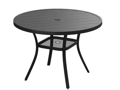 New in Box, 40.6 in. Black Round Metal Outdoor Dining Table,
