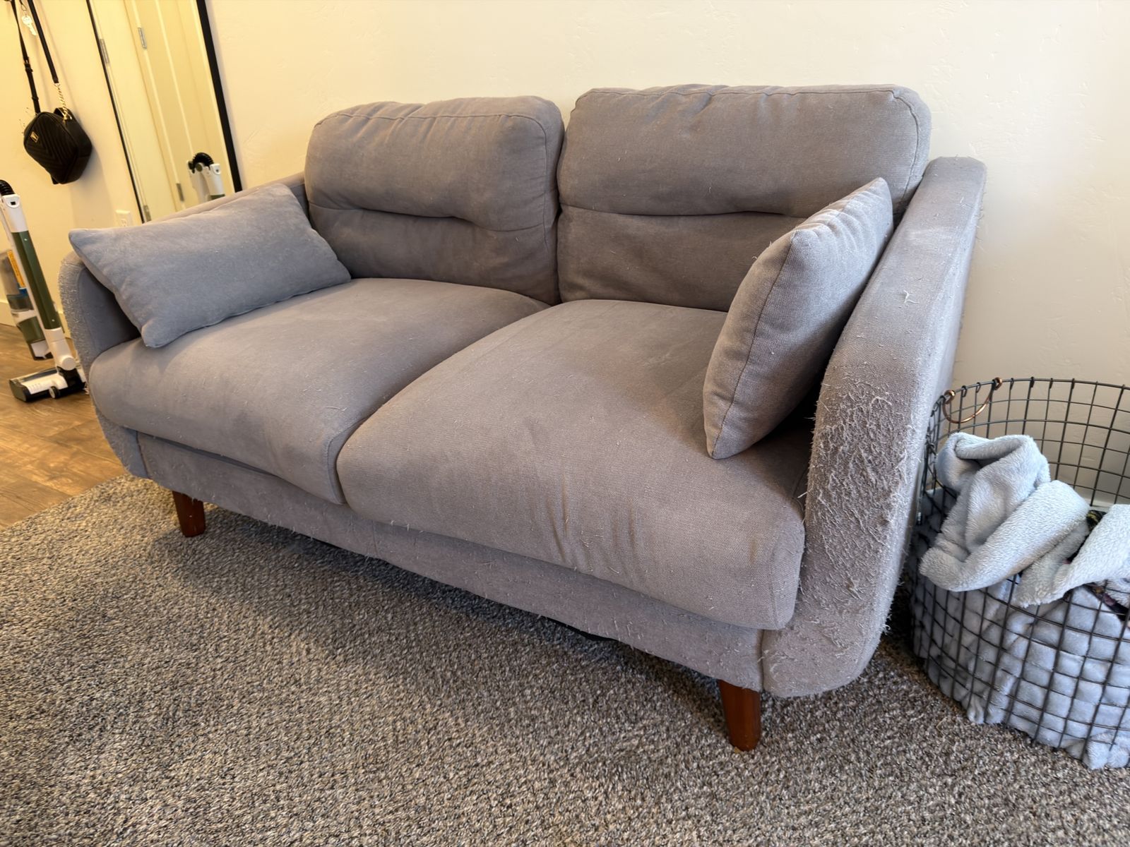 Grey loveseat