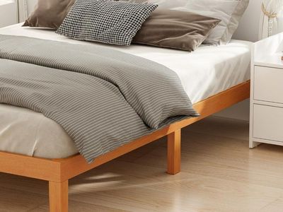 Brand New Queen Wood Platform Bed Frame, Natural Finish, Heavy Duty #458