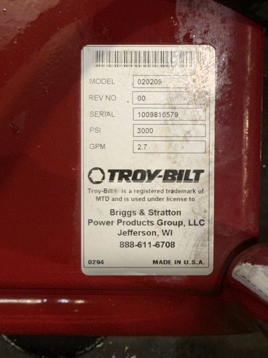 Troy-Bilt 3000 PSI Pressure Washer – 2.7 GPM