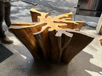 Solid Tree Trunk Glass dining table