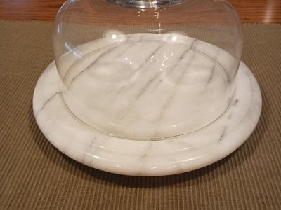Marble cheese plate with glass dome