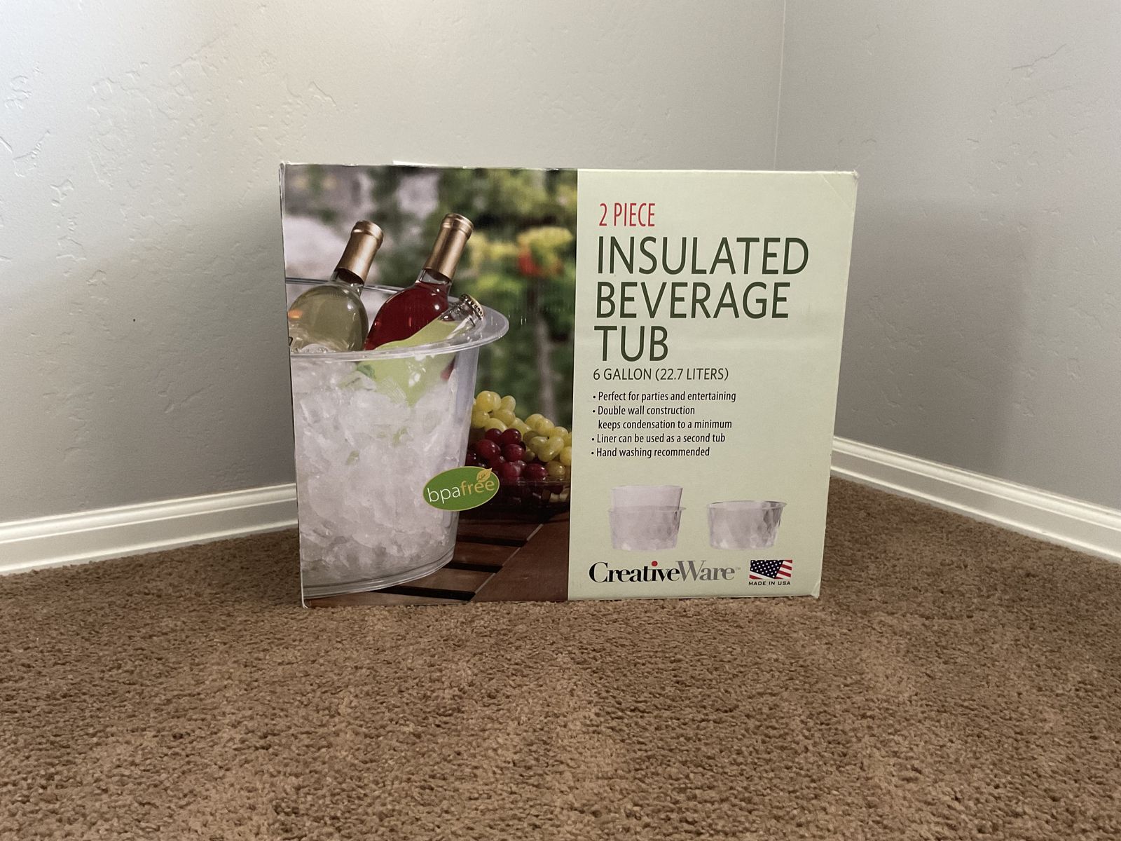 6 gallon beverage/drink tub/bucket