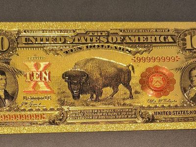 Collectible 24K Gold Foil 1901 Series $10 Bison Note Replica Bill