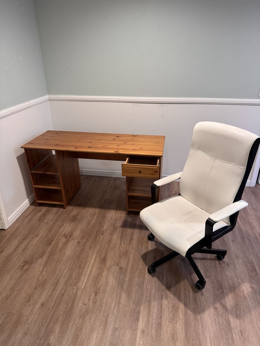 Solid wood office desk and chair