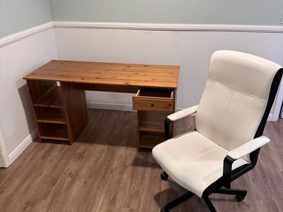 Solid wood office desk and chair