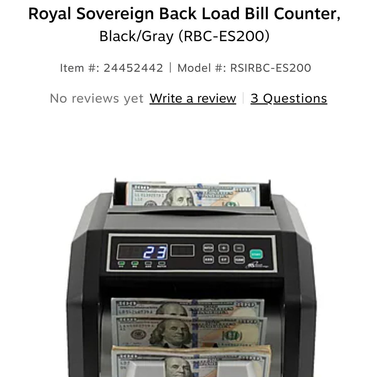 Royal sovereign back load bill counter