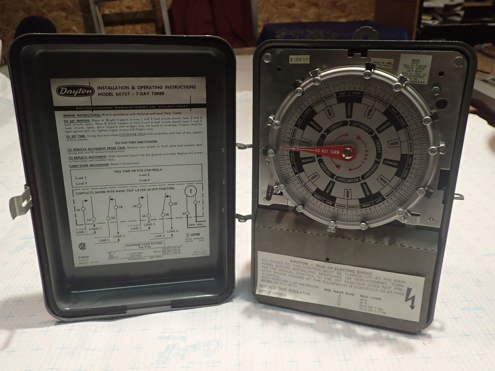 Dayton Time Clock Switch 4 Load 7 Day Timer 6X757