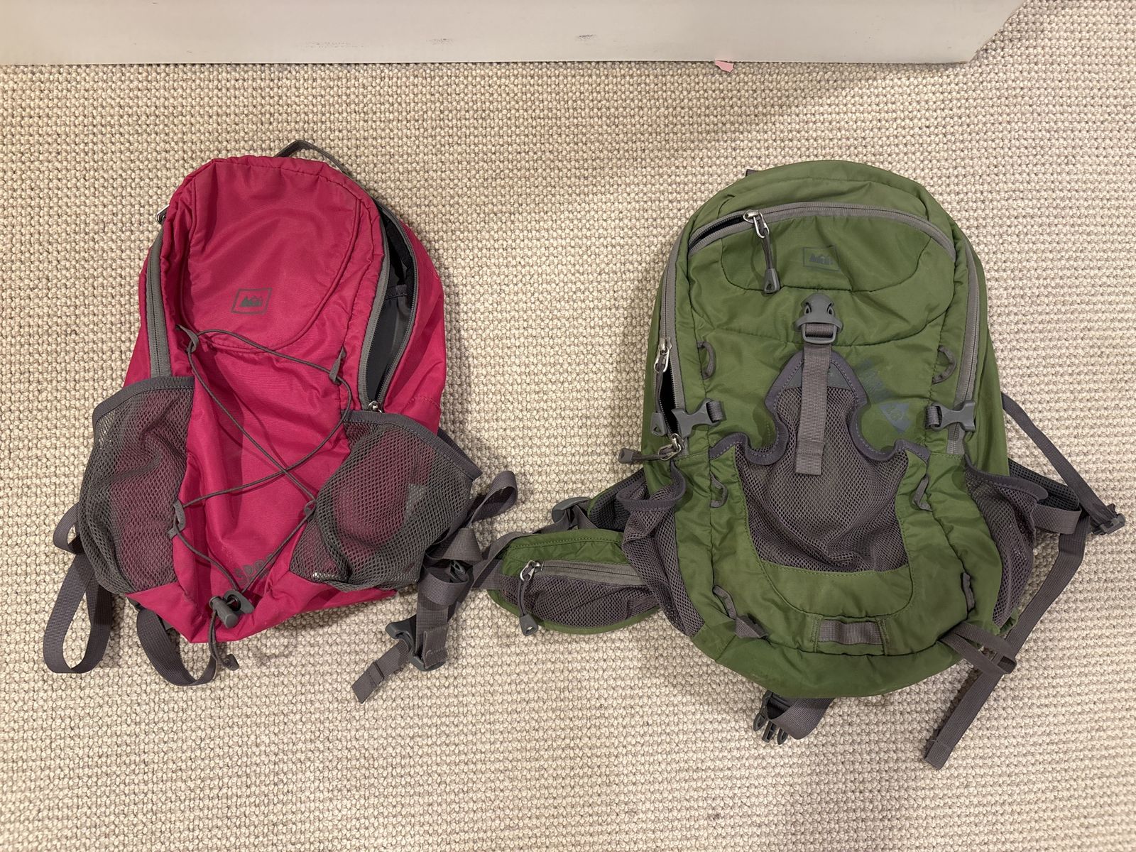 REI Co-op Flash 18 & Flash 22 Lightweight Hiking Daypacks - Pink & Green Set