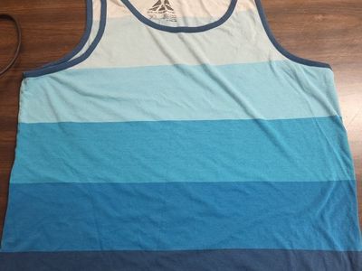 Men's Blue Striped Tank Top - Mixed Fabric, Excellent Condition