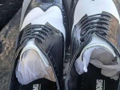 Stacy Adams Black and White Wingtip Spectator Dress Shoes with Memory Foam