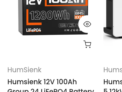 NEW! Battery Humsienk 12V 100Ah Group 24 LiFePO4 Battery Drop-in for RVs & more