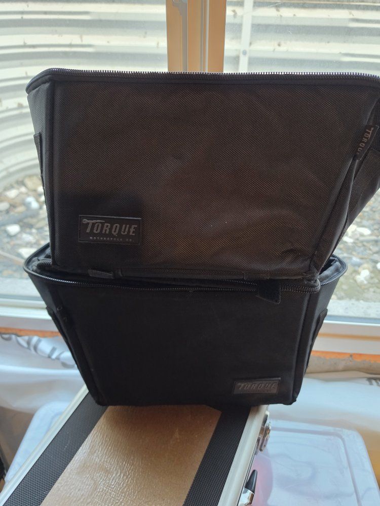 torque throwover soft saddle bags, tc bros hard mount.