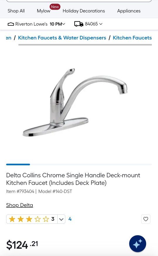 Delta Single Handle Faucet.
