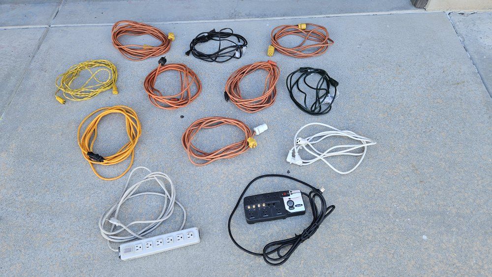 Assorted Extension Cords and Power Strips - Lot of 12