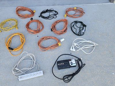 Assorted Extension Cords and Power Strips - Lot of 12