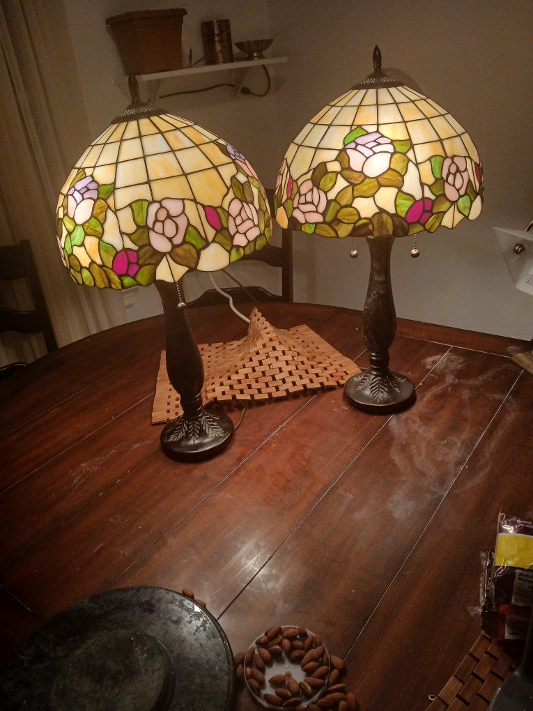 Pair Tiffany style lamps