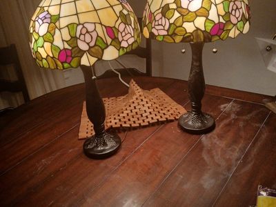 Pair Tiffany style lamps