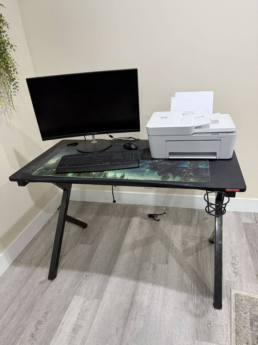 Complete gaming PC set up- cyber power PC, gaming desk, monitor, keyboard, mouse, & chair.  $800 or OBO