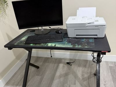 Complete gaming PC set up- cyber power PC, gaming desk, monitor, keyboard, mouse, & chair. $800 or OBO